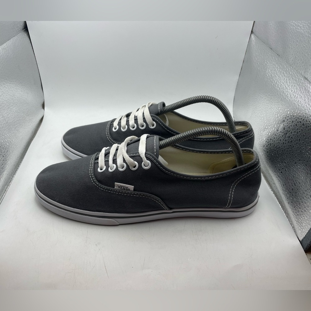 Vans Canvas Lace-Up Sneakers in Charcoal Gray and White